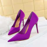 Breakj Korean Edition Spring And Autumn Fashion Simple Thin Heel High Heel Shallow Pointed Silk High Shoes Single