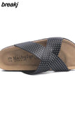 2023 Summer Cross Cork Slipper New Fashion Women Casual Beach Slip on Outside Non-slip Slides
