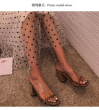 Women Transparent PVC Sandals Ladies High Heel Pumps Slippers Candy Open Toes Thick Heel Fashion Female Slides Summer
