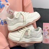 Breakj Little White Shoes Women's 2025 New Students Colling Colored Casual Women's Shoes Fashion Thick-Soled Sports Board