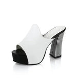 Sexy Women Elegant Red High Heel Sandals Peep Toe Platform Shoes Zebra Chunky Heel Shoes Lady Thick Heel Fashion