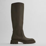 High Quality Ins Women Long Rain Boots Knight Boots Flat Heel Shoes Women Winter Warm Knee High Boots Fashion Female