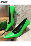 Women 8cm High Heels Pumps Office Ladies Designer White Green Black Heels Prom Stiletto Dress Party Shoes