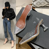 Breakj Summer New Korean Version Of Transparent Water Drill Fine Heel Sandals Crystal Shoes Women's High Heels High