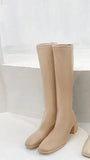 New Winter Style with Fleece Medium Chunky Heel Knight Boots Women's High Tube Thinner-looked High Heel Shorty Long