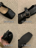 Breakj Jane Shoes Female 2024 Summer New Niche Design Sense Flat Bottom A Word Buckle Square Head Senior Sense Of Spring And Autumn Single