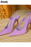 New Brand Women Lady Elegant Pumps 8.5cm High Heel Slingback Sandals Pointed Toe Slip On Thin High Heel Dress