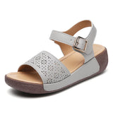 Breakj Summer New Cowhising Comfortable Mother Shoes Thick-Soled Rocking Sandals Women Buckle Outside Wearing Women