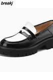 Size 34-40 Women Loafers Real Leather Fashion Platform High Heels Shoes For Woman Spring Casual Office Lady