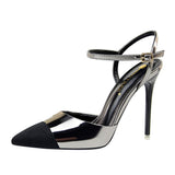 Breakj Fashion Profession OL Women's Shoes Thin Heel Shallow High Heel Sexy Thin Hollow Out Color Pointed