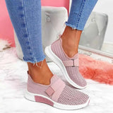 Casual Sneakers New Bling Rhinestone Ladies Shoes Slip On Comfortable Sole Running Walking Shoes Female Flat Mesh