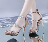 Women Concise Fashion Ankle Strap High Heels Shoes Woman Open Top Thin Heels Women's Buckle Slingbacks PumpsSapato