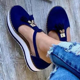 Bow Spring Summer Shoes Women Hemp High Heel Platform Outdoor Leisure Buckle Slippers Beach Sandals Ladies Sexy T-Strap