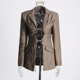 Australian Show Small Suit 2025 New Tying With Sexy Hollow Irregular Splicing Senior Sense Blazer