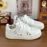 Breakj Thick-Soled Shoes Women 2025 Autumn New Round Head Breathable Student Bread Shoes Set Sports Leisure Small White