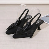 Breakj 2025 New Large Fashion Women's Shoes Black Bow Ornament Elegant High-Heeled Simple Muller Single