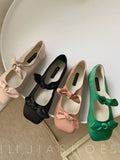 Women Flat Bottom Ballet Shoes Female New Bow Band Retro Shallow Mouth Women's Shoes Size