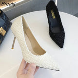 2022 New Korean Version Of High Heels 9 CM Women All-match Pointed Shallow Stiletto Black White Single Shoes Women
