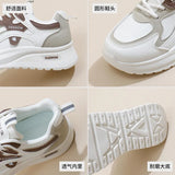 Breakj Korean Leather Face Dad Shoes Female Spring 2025 New Breathable Student Sneakers Heighten Casual Shoes