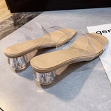 Women Pumps Sandals 9cm Jelly Slippers Sexy Open Square Toe High Heels Women Transparent Slippers Shoe Heel Clear