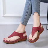 Summer Women Buckle Strap Sandals Casual Ladies Solid Clip Toe Shoes Thong Sandals Gladiator Footwear Wedges