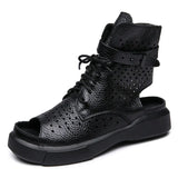 2021 Fashion Ladies Sandals Hollow-Out Gladiator Sandals Women Flat Shoes Open Toe Genuine Leather Summer Cool