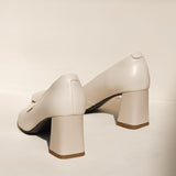 Size 33-40 Women Pumps Real Leather Chunky Heels Shoes For Women Sexy Solid High Heel Shoes Retro Ladies 2023