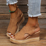 Plus Size Wedge High Heels Sandals Women 2024 Peep Toe Platfrom Sandals Woman Buckle Strap Non Slip Beach Sandles