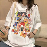 2020 Autumn Women Clothing Korean Ulzzang Harajuku T-shirt Funny Printed Fake Two Long Sleeve T-shirts Female Loose