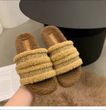 Breakj Autumn / Winter New Fashion Letter One Word Outside Wear Plush Slippers Wool Slippers Women's