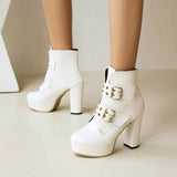 Autumn And Winter new style Rivets Buckle boots Fashion High heels Women's Short boots boots female women