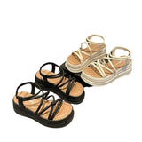 Breakj Celebrity Platform Heighten Cross Belt Roman Shoes Female 2024 New Summer Versatile Casual Fairy Wind Pine Cake