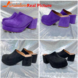 Fashion Brand Women Slippers 2023 Chunky High Heels Suede Platform Sandals European Style Office Daily Lady Sandals