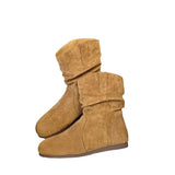 Breakj Autumn And Winter New Retro Pile Boots Brown Lazy Sleeve Boots Women Fashion Sleeve