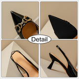 Size 33-41 High Heels Sandals For Women Genuine Leather Pointed Toe Heel Shoes Woman Summer 2023 Backless Pump