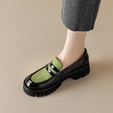 Size 34-40 Women Loafers Real Leather Fashion Platform High Heels Shoes For Woman Spring Casual Office Lady