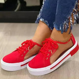 Women Sneakers 2022 Fashion Lace Up Sneakers For Women Comfortable Platform Sneakers Soft Casual Shoes Plus Size Female