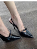 Breakj Red Bow Fine Heel High Heels Women 2025 Spring And Autumn New Runway Show Fashion Tip-Tip High-Heeled