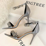 Shoes Open Toe Rhinestones Sandals Women 2022 New Designer Sexy High Heels Sandals Female Shoes Summer Heeled