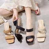 Breakj Woven Roman Slippers In The Summer Of 2025, Women's Bohemian National Wind And Thick Heel Women's