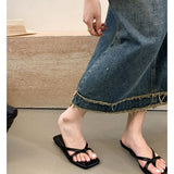 Toe Flip-Flops For Women Wear The New Simple Temperament Korean Version Of The Square Beach Cool Slippers In The Summer Of