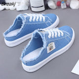 2020 Spring Summer Women Canvas Shoes flat sneakers women casual shoes low upper lace up white