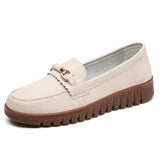 Breakj New Women's Shoes Leather Flat Sole Women's Bean Shoes One Foot Pedal Casual Women's Comfortable Mother