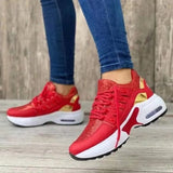 Women Summer Sneakers Breathable Mesh Patchwork Vulcanized Shoes Lace-Up Wedges Casual Running Sports Platform