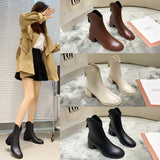 Heel Short Leg Boots Korean Version Rear Zipper Fashion Trend Leather Boots Large Size Sexy Martin Boots Temperament Fashion
