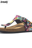Fashion Summer Women Wedge Cork Flip Flops Slipper 2023 New Beach Outside Non-slipe Trifle Platform Med Heel Slide
