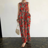 Oversized Casual ZANZEA Loose Vestido Maxi Long Robe Femme 2022 Summer Sleeveless Beach Sundress Bohemian Printed Women