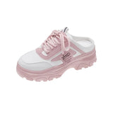 / Summer 2023 New Loose Cake Platform Soft Bottom Color Lace Women's Shoes Casual Sports Baotou Half Slipper