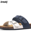 2023 New Summer Women Beach Cork Slippers Casual Double Buckle Clogs Slides Non-slip Outside