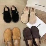 One-Legged Flat-Bottomed Women's Single Shoes 2025 Spring And Autumn New Mori-Sin-Retro Bean Shoes Casual Balley Happy